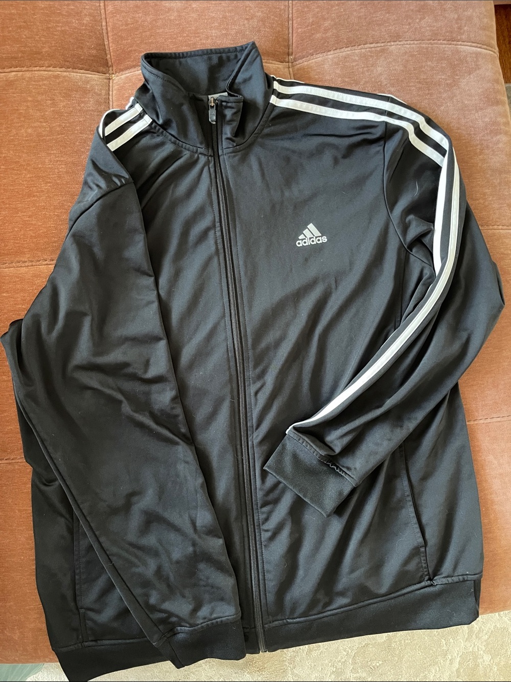 adidas Black Track Jacket with White Three-Stripes